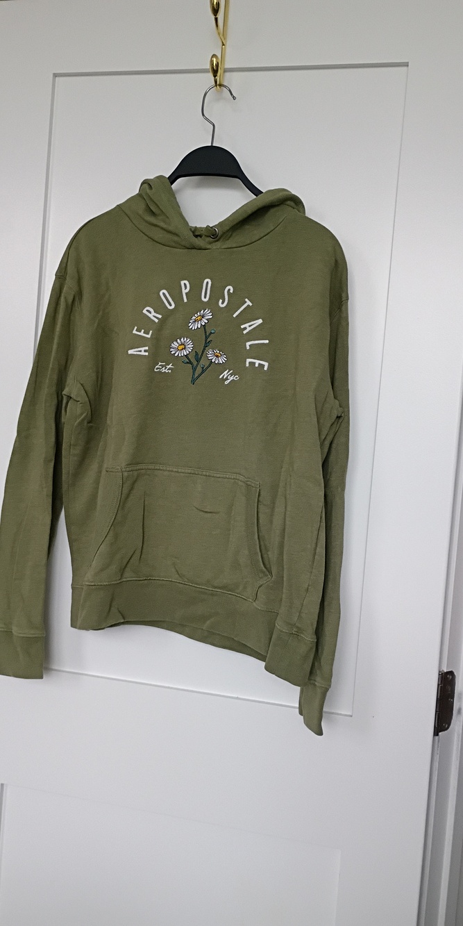 Aeropostale Olive Green Fleece-Lined Pullover Hoodie